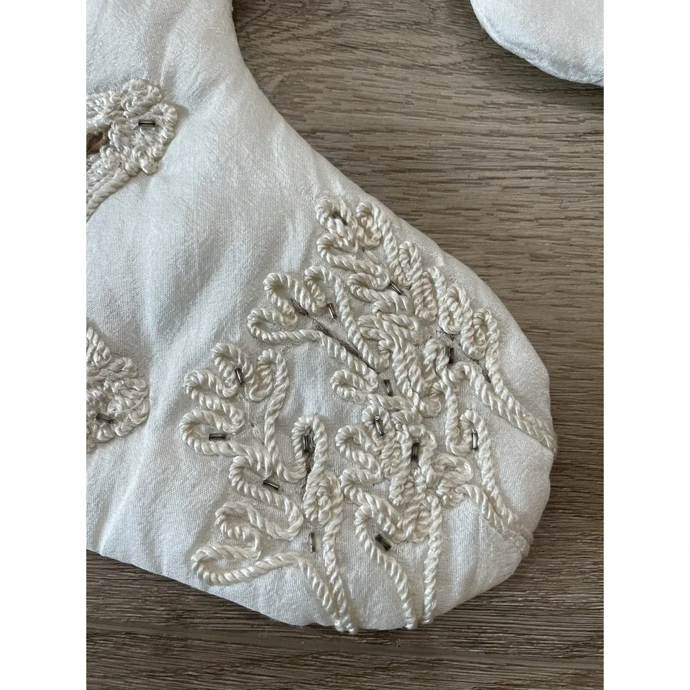Set of 2 Lg Cream White Beach Nautical Christmas Stockings Coral Starfish Beaded